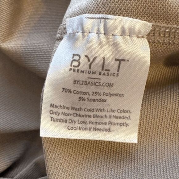 BYLT Basics Premium Short Sleeve Drop Cut Lux T-Shirt Taupe Size Medium - Picture 3 of 6